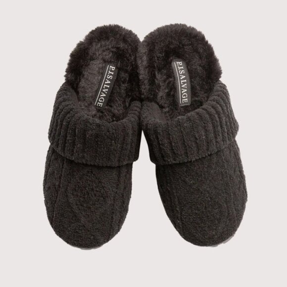 NWT PJ SALVAGE Cable Knit Womens Slipper Mule Molded Sole - Small (5-6) - Picture 1 of 10